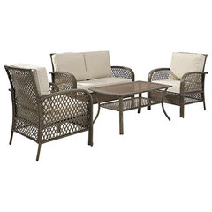 Tribeca 8pc Outdoor Wicker Conversation Set - Sand/driftwood