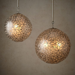 Lantana Capiz Large Pendant - Pendant Lighting