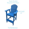 Phat Tommy Tall Adirondack Chair, All Weather Balcony Chair, Poly Furniture, Marina Blue
