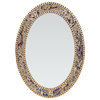 Decorative Glass Mosaic Wall Mirror/Vanity Mirror in Jewel Tone, 32.5x24.5", Fired Gold
