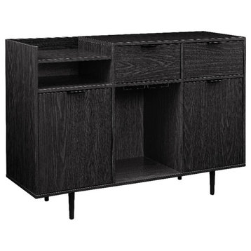 48" Modern 2-Drawer and 2-Door Wood Bar Cabinet - Graphite Black