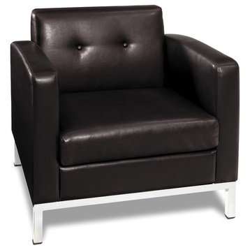 Wall Street Arm Chair, Espresso Faux Leather