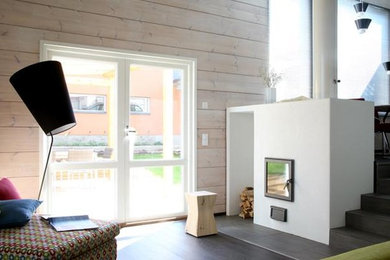 Design ideas for a contemporary living room in Devon.