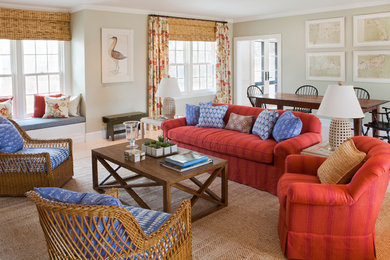 Family room - traditional family room idea in Boston with beige walls