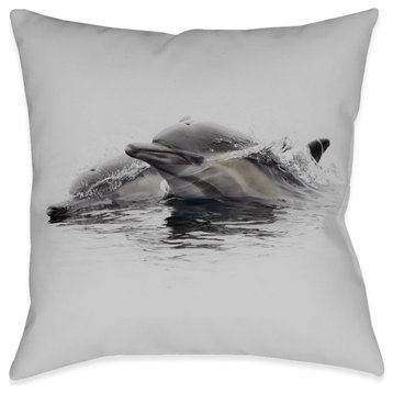 Swimming Dolphins Indoor Pillow, 18"x18"