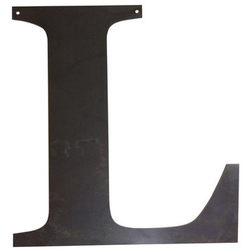 Rustic Large Letter "L", Painted Black, 18"