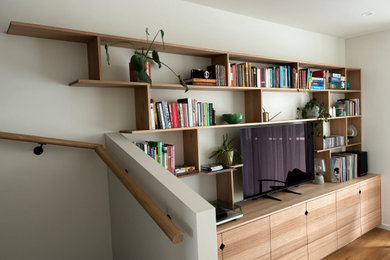 Inspiration for a scandinavian family room in Melbourne.