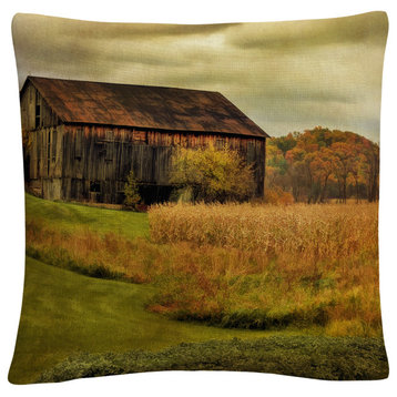 Lois Bryan 'Old Barn on Rainy Day' Decorative Throw Pillow