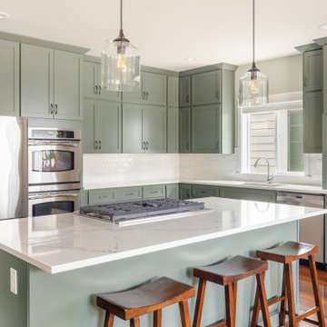 Fresh and Chic: Beautiful Grey Green Kitchen Reface
