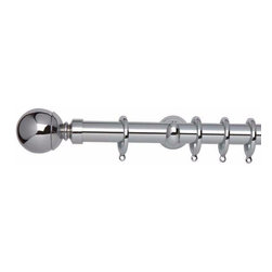 Chrome pole, with Ball finial - Curtain Poles