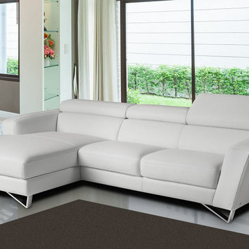 Sparta Mini White Italian Leather SectionaI Sofa