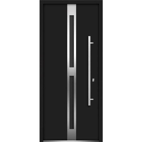 Exterior Prehung Glass Door  / Deux 1755 Black Enamel Left in