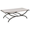 INK+IVY Wooden White Accent Table With Curved Metal Base, Coffee Table
