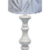 29" Antique White Candlestick Table Lamp With Gray Abstract Drum Shade