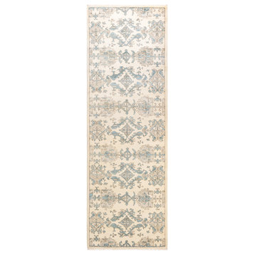 Eclectic, One-of-a-Kind Hand-Knotted Area Rug Ivory, 3'5"x10'2"