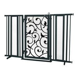 Fusion Gates - Fusion Gate with Songbirds Design, Black, 60"-65" - Dog Gates
