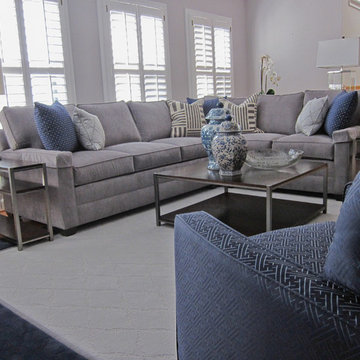 CLASSIC GRAY AND NAVY FAMILY ROOM