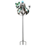 Teamson Home - Outdoor Solar Windmill & Lights Garden Patio - Add visual interest to your outdoor space with the Teamson Home Outdoor Solar Tulip and Butterfly Kinetic Windmill Sculpture. The garden stake wind spinner features brightly-colored teal metal blades arranged in a tulip design with butterflies fluttering around the outside of the flower for dynamic outdoor decor. With its colorful design, this spinner provides a unique and decorative touch to your home's exterior. This sculpture includes a solar-powered LED light at the center of the tulip to illuminate your garden and create outdoor ambience when it gets dark. Skillfully crafted from weather-resistant glass and sturdy metal, the all-season decorative spinner can be cleaned easily to keep its reflective shine and vibrant colors. All parts are included for a quick install and convenient outdoor decorating. The outdoor spinner includes an attached ground stake to secure along pathways or in your garden. This decorative windmill sculpture measures 18.5" x 18.5" x 72.83" with the attached ground stake.