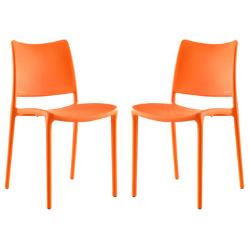 Hipster Dining Side Chairs Set of 2, Orange