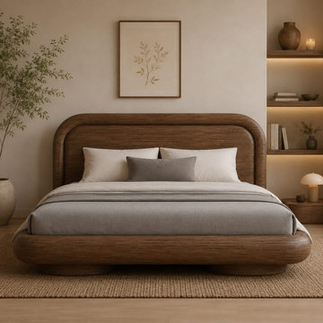 Scandinavian Solid Wood Platform Bed | Rounded Modern Bed Frame