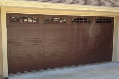 Garage Door with Cherry Finish