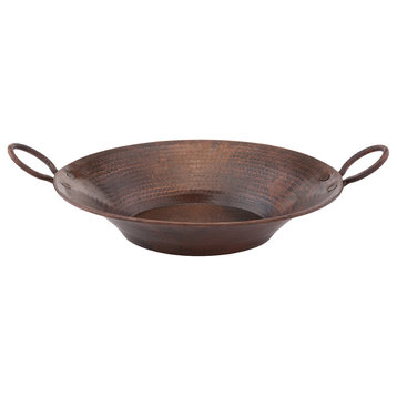 Round Miners Pan Vessel Hammered Copper Sink, Oil Rubbed Bronze