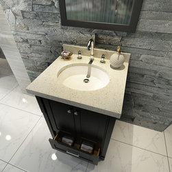 Ace 25 inch Single Sink Bathroom Vanity Set in Black Finish - Bathroom Vanities And Sink Consoles