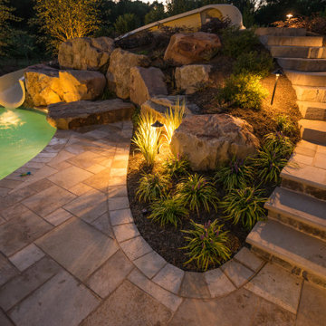 Custom Natural Swimming Pool- Boulders & Waterfalls