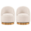 Modern Leela Swivel Boucle Accent Chair, Cream, Set of 2