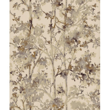 Khaki & Multi Shimmering Foliage Wallpaper