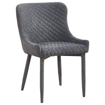 TOV Furniture Draco 19.3" Transitional Polyester Fabric Dining Chair in Gray