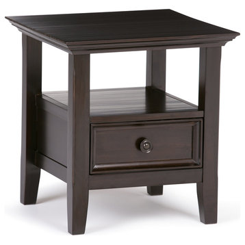 Amherst Solid Wood 19 Inch Wide Square Transitional End Table In Hickory Brown