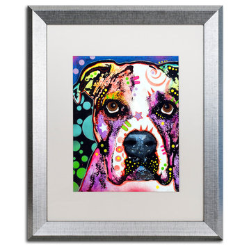 Dean Russo 'American Bulldog II' Framed Art, Silver Frame, 16"x20", White Matte