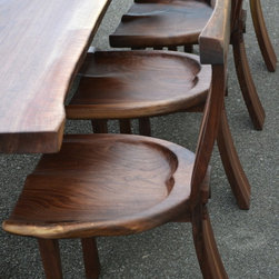 Curvy Backed Walnut Arm Chair - Dining Chairs
