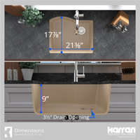 Karran Undermount Quartz Composite 24" Single Bowl Kitchen Sink, Bisque