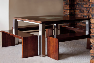 Fifth Element - Stainless Steel and Solid Timber Dining Table and Seats