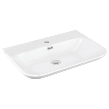 Edge 4365.01 Bathroom Sink, Ceramic White, 1 Faucet Hole