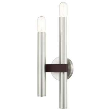 Livex Lighting Helsinki 2 Light Brushed Nickel With Bronze Accents Double Sconce