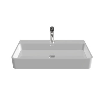 Badeloft Stone Resin Wall-Mounted Sink, Glossy White