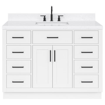 Ariel Hepburn 48" Single Rectangle Sink Vanity, Carrara Quartz, White