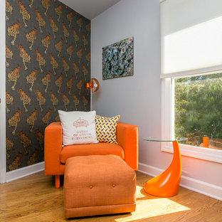 75 Beautiful Living Room With Orange Walls Pictures & Ideas | Houzz