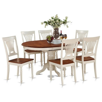 7-Piece Dining Set, Oval Table With Leaf And 6 Dining Chairs