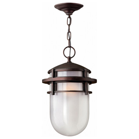 1 Light Large Outdoor Hanging Lantern in Modern-Coastal Style - 9 Inches Wide