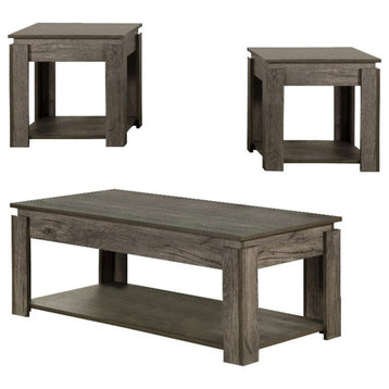 Coaster Donal 3-Piece Wood Occasional Coffee Table Set in Weathered Gray