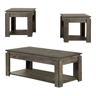 Coaster Donal 3-Piece Wood Occasional Coffee Table Set in Weathered ...