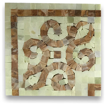 Marble Mosaic Border Decorative Tile Everlasting Onyx Jade 5.5x5.5, 1 piece