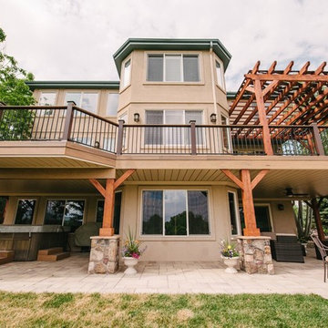 Cedar supports accent stone and composite finishes