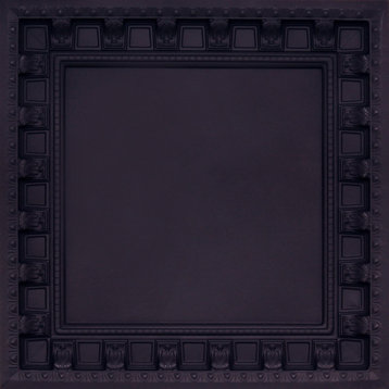 24"x24" D236 PVC Faux Tin Drop-in Ceiling Tiles, Set of 6, Black