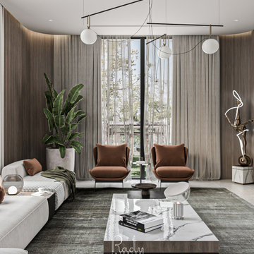 Luxury Contemporary Villa Living Room Design – Dubai, UAE