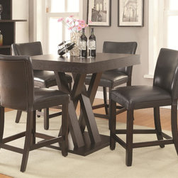 Coaster 5-Piece Square Counter Height Table Set in Cappuccino - Dining Sets